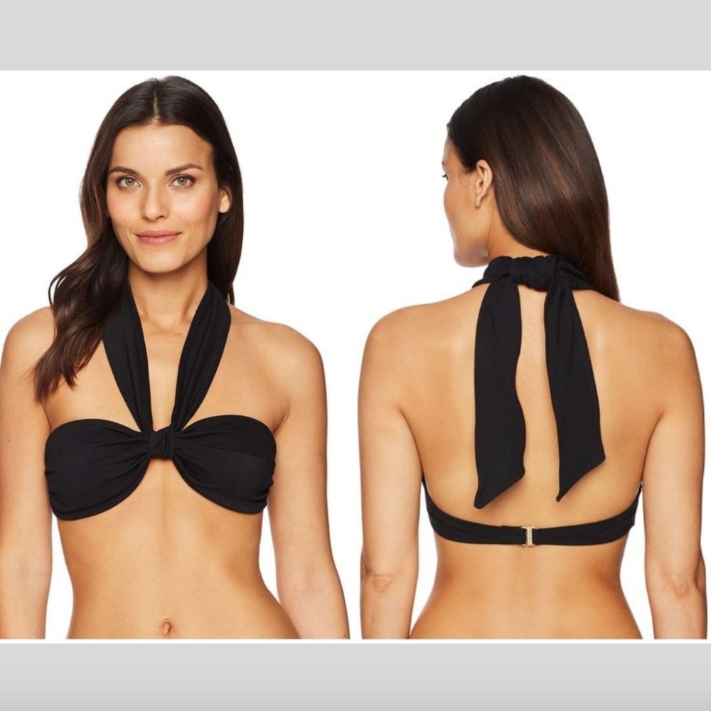 NEW $133 Derek Lam 10 Crosby Halter Tie Bow Bandeau Bikini Top [SZ Large‎ ]